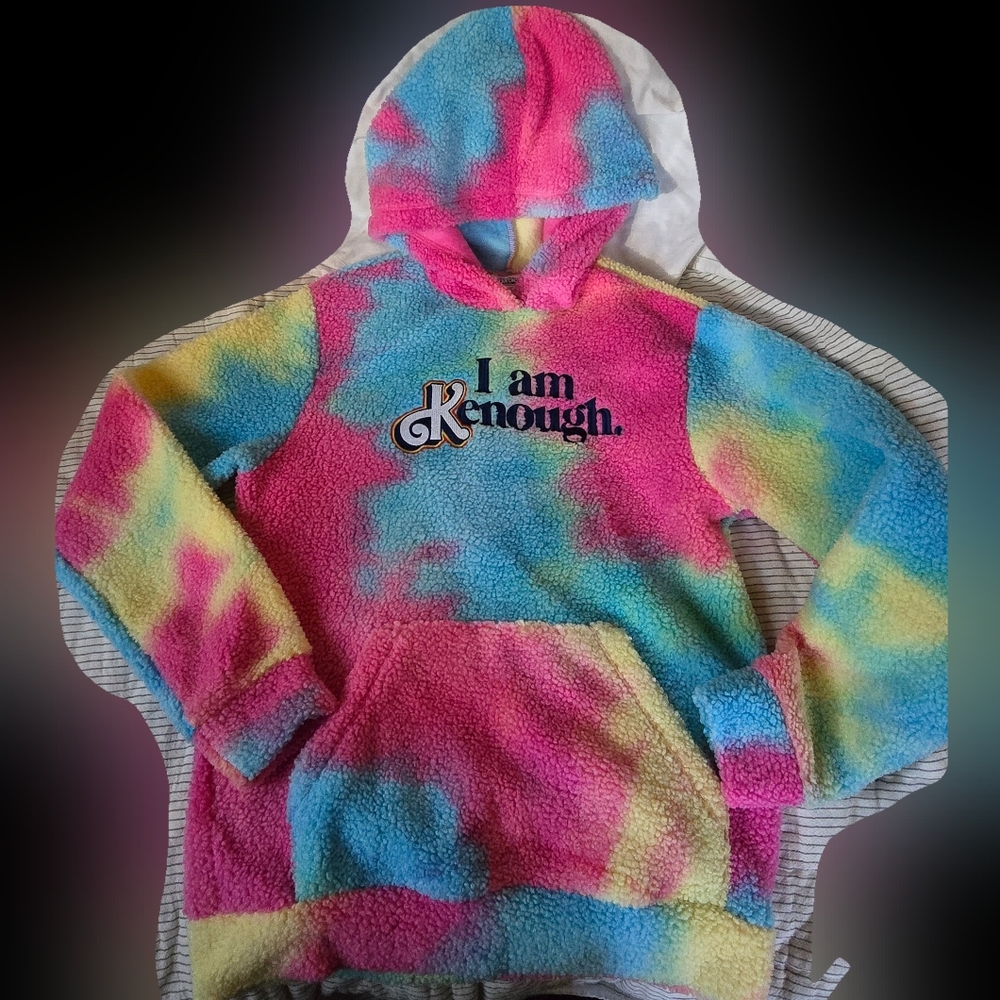 Barbie Brand Tie-Dye Hoodie with 'I am Ken Enough' On The Front